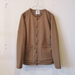Sweat Collarless Jacket (Light Brown)
