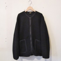 Wool Pile Zip Cardigan (BLACK)