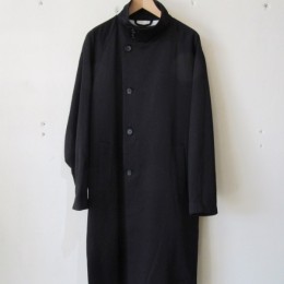 Stand Collar Long Coat (Black)